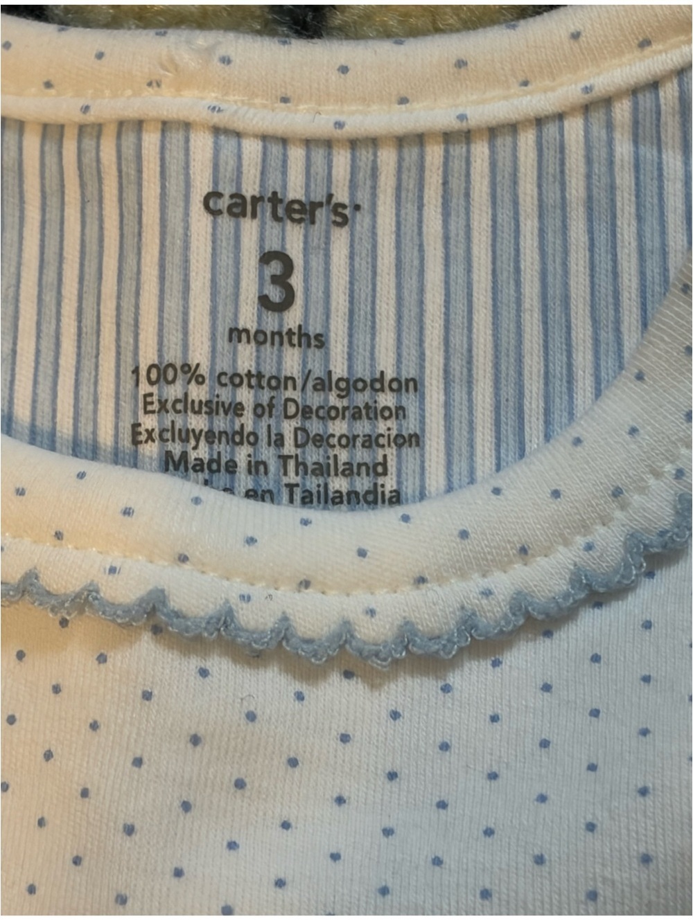 Carter's Cream & Light Blue Butterfly One-Piece Baby Outfit - Picture 3 of 5